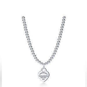 Authentic Tiffany Beaded Heart Necklace in Sterling Silver